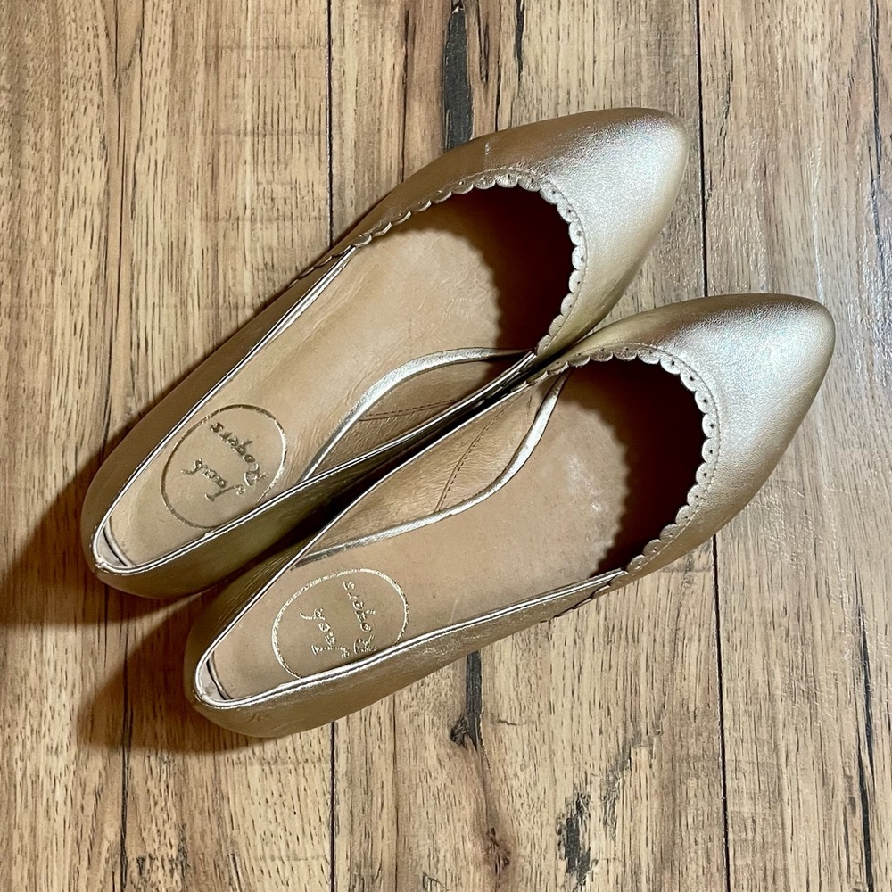 {NWOT} Jack Rogers Platinum Gold Ballet Flats